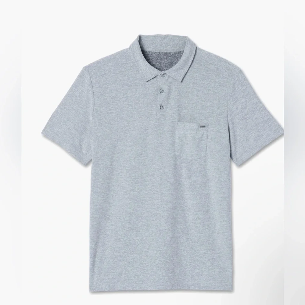 VUORI Ace Polo Shirt Men's Medium Heather Gray S-Sleeve Light Performance